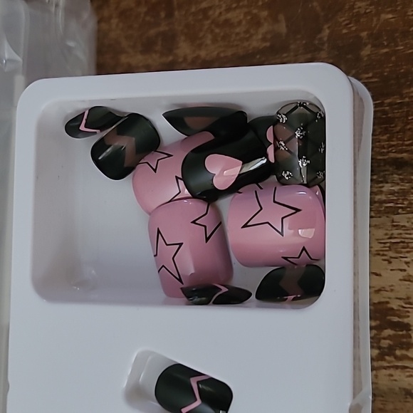 Pink Hearts Stars Press On Nails - Picture 8 of 10